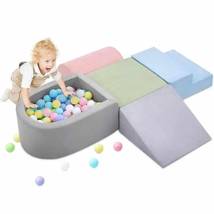 5-Piece Babies Kids Soft Foam Climbing Blocks & Ball Pool