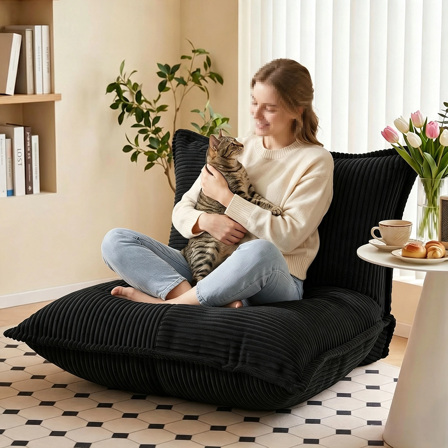 L-Shaped Oversized Bean Bag Chair