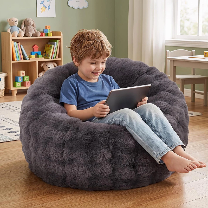 Round Kids Foam Bean Bag  | Lounge Sofa Chair for Reading & Gaming