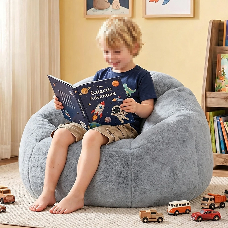 Kids & Adult Bean Bag Chair | Plush Faux Rabbit Fur Seat with Three Sizes