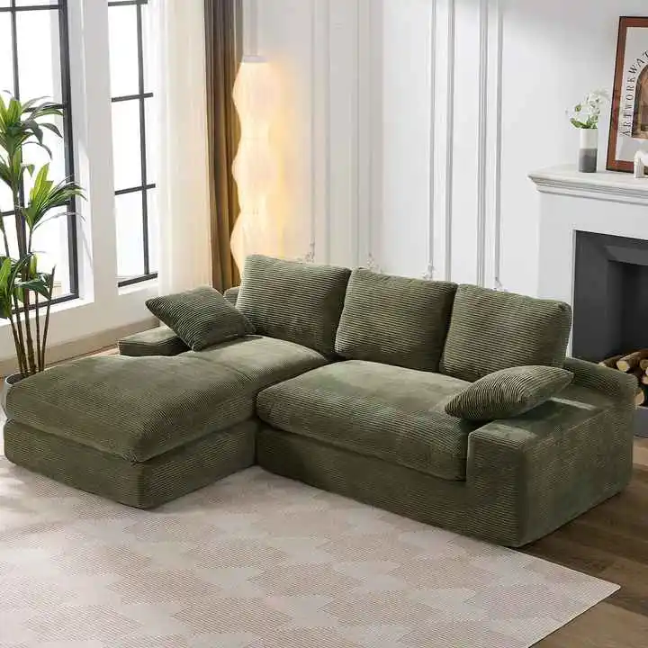 L-shape Compressed Foam Sofa with Chaise For Living Room