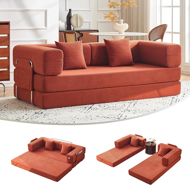 Teddy Convertible Sleeper Sofa Bed Boneless Compression Couch in a Box with No Assembly