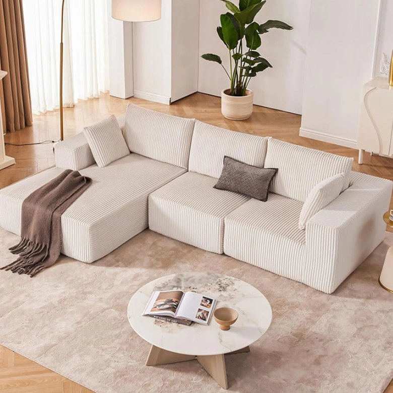 L-Shaped Modular Compression Sofa with Chaise
