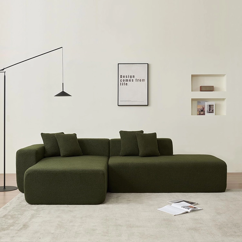 Modern Boucle L-Shaped Sectional Cloud Sofa