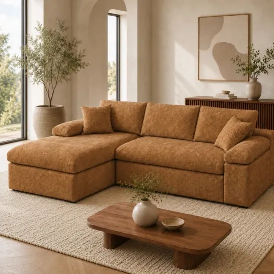 109 Inch Modular Sofa with Velvet Fabric Cloud Comfort