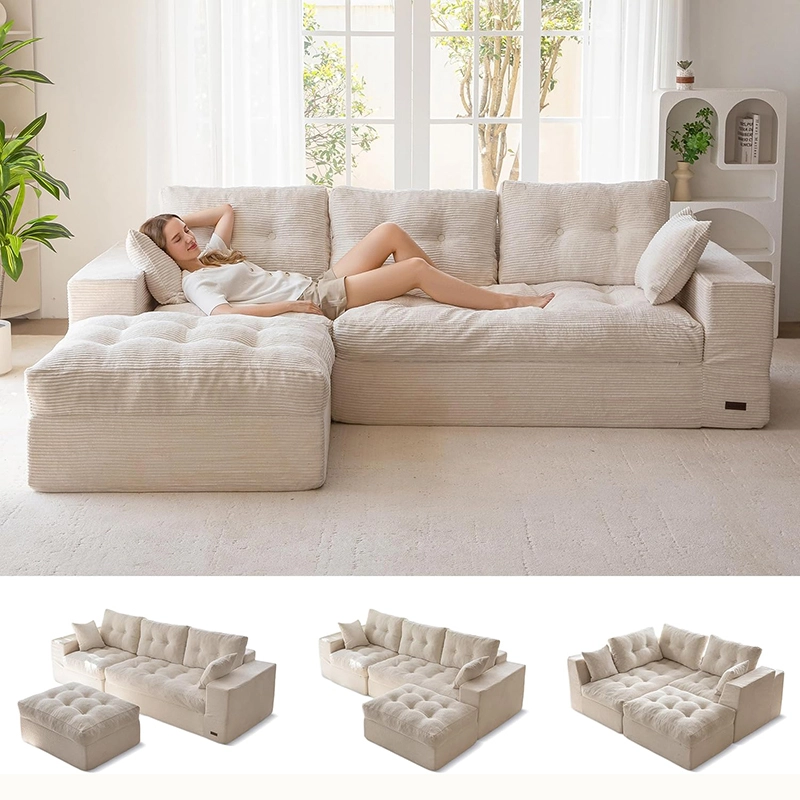 104" L-Shaped Compression Sofa with Two-layer Cushions
