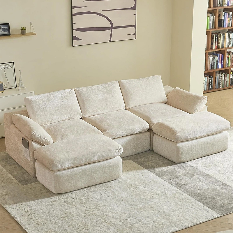 108" Ultra Soft Cloud Modular Sofa with 2 Movable Ottomans