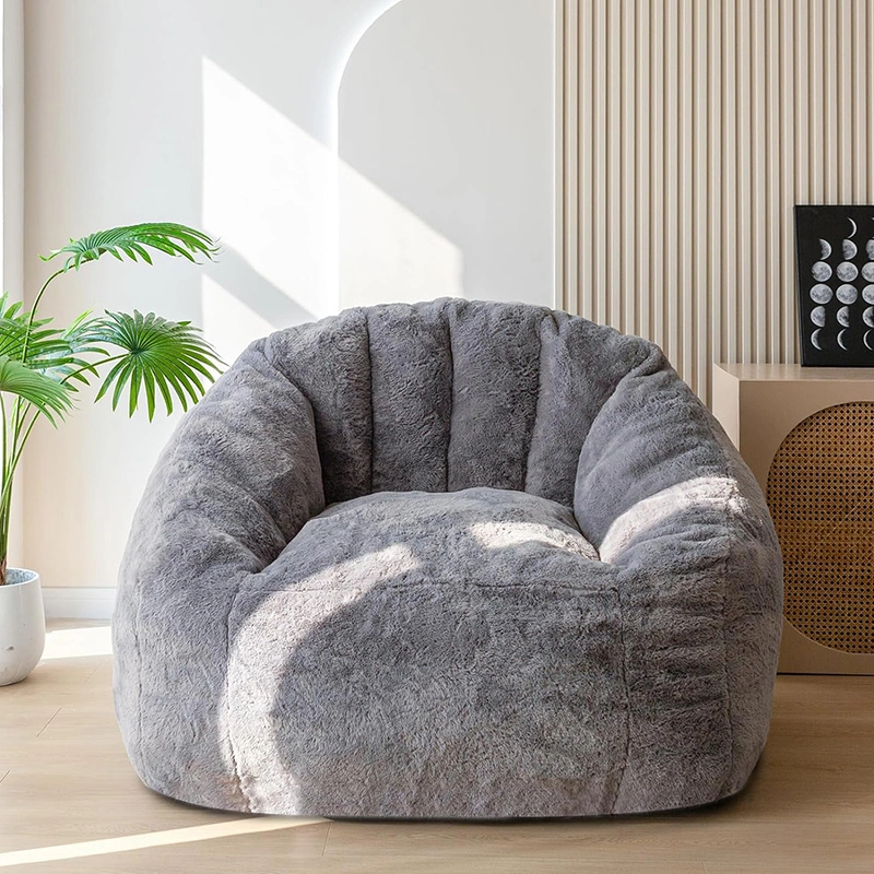 Faux Fur Bean Bag Sofa with Giant Shell Design