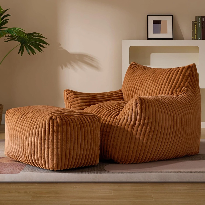 Oversized Foam Bean Bag Chair | Lounge Sofa With Footstool