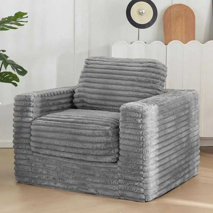 Foam Lounge Sofa with Pillows and Ottoman