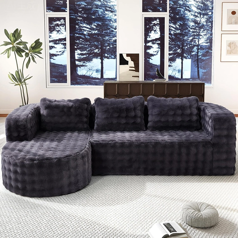 Curved Modular Sectional Sofa with Deep Chaise Lounge