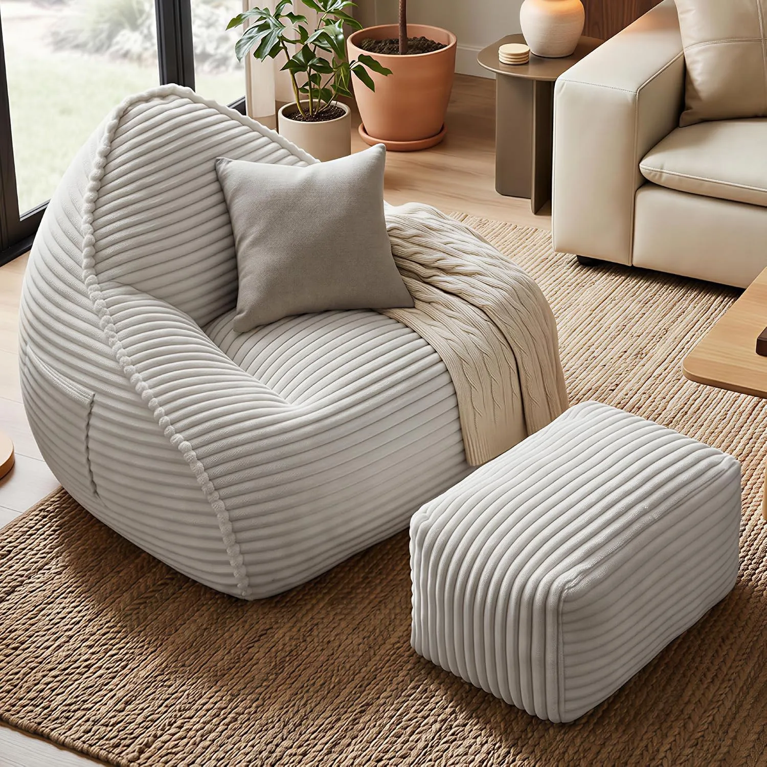 Deep Seat Reclining Accent Chair with Footstool