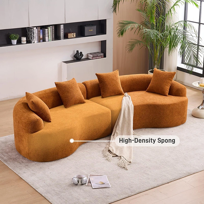 110-Inch Curved Sectional Sofa with Vacuum-Packed Compressible Foam