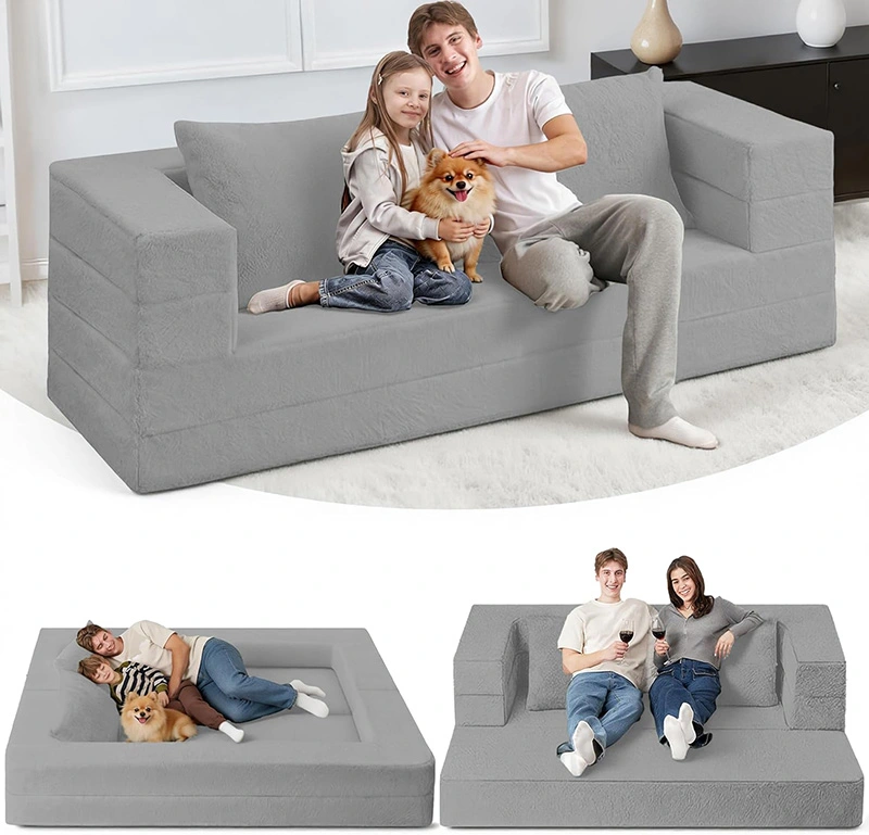 3-in-1 Convertible Foam Boneless Sofa Bed