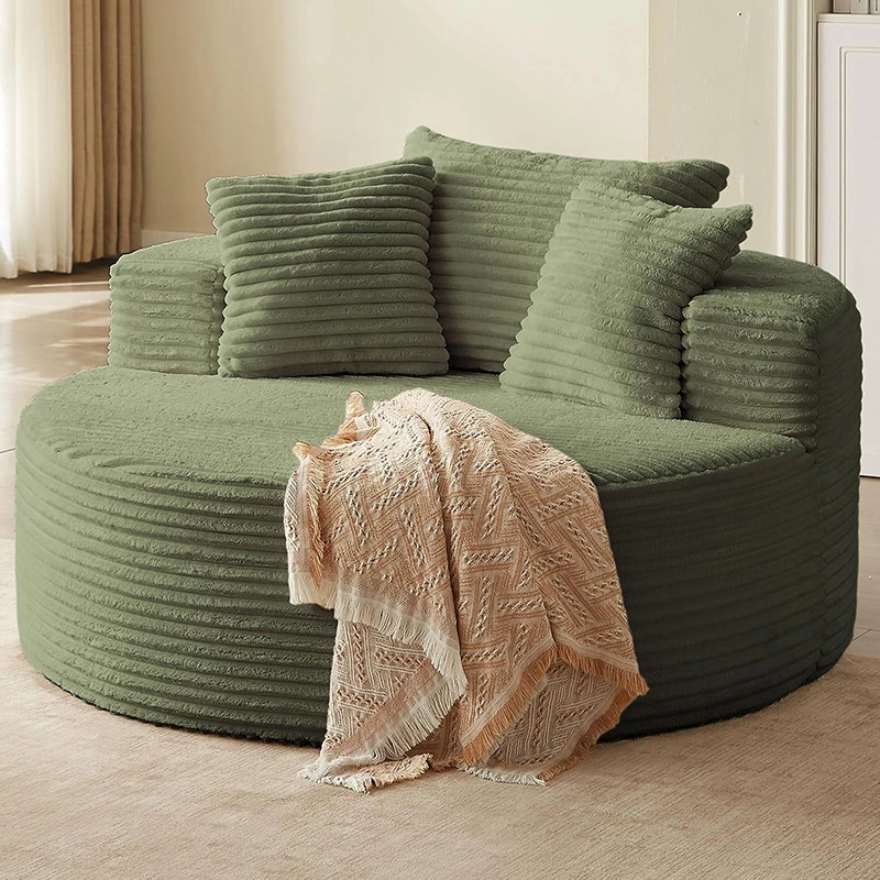 55" Large Round Circle Sofa – Boneless Chaise Lounge Chair with Plush Cushion for Cozy Spaces