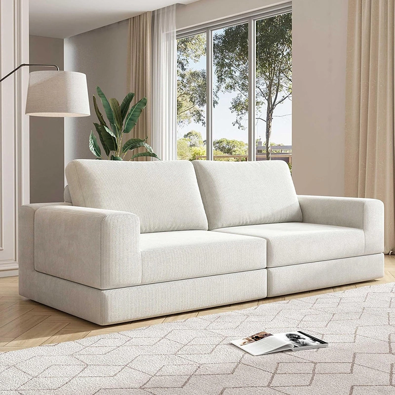 Convertible Modular Loveseat Sofa Bed with Ottoman