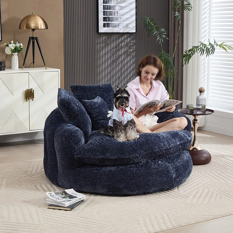 55" Oversized Round Chaise Lounge Chair with Deep Cloud Seat